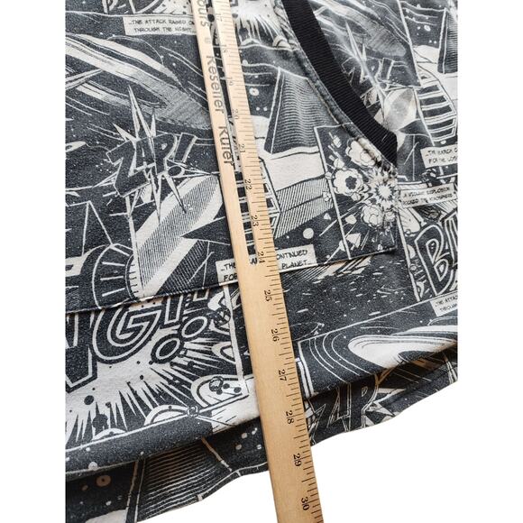 Royal Blue Hoodie Large Comic Book Graphic Short Sleeve Sweatshirt Retro Pop Art - Picture 5 of 16